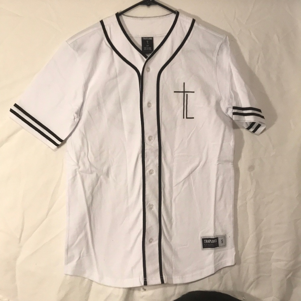 TRAPLORD MENS S/S Baseball Jersey, Color white